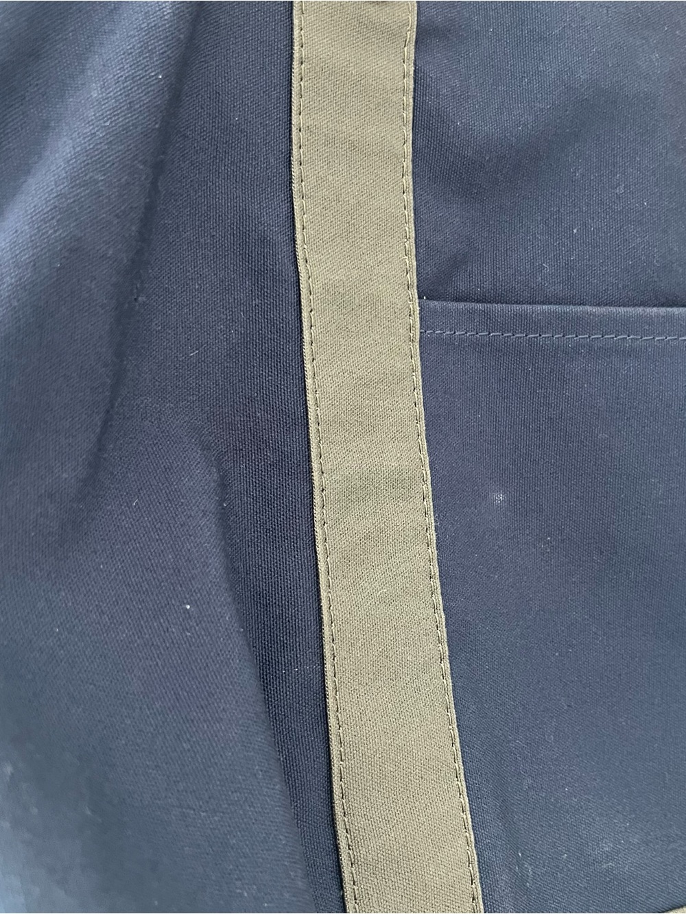 LL Bean Boat And Tote Canvas Bag Canvas Navy Blue Gray Leather Handles 24x18 - Picture 10 of 12